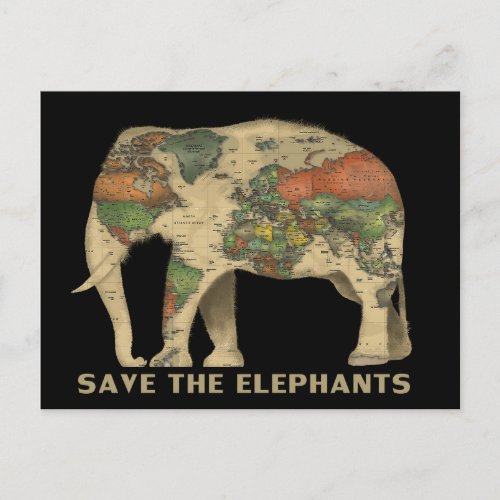 Save the elephants postcard