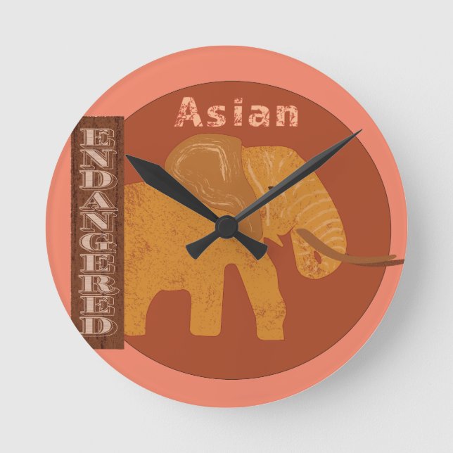 Save the Elephants Round Clock (Front)