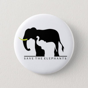 Save the Elephants (white) Button