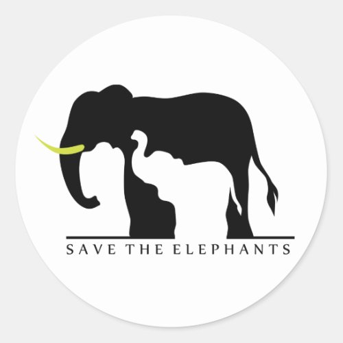 Save the Elephants white Classic Round Sticker