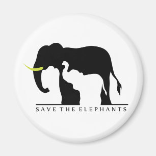 Save the Elephants (white) Magnet