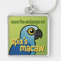 Save the Endangered Spix's Macaw Premium Square Keychain