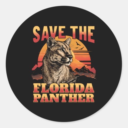 Save The Florida Panther Wildlife Cougar Classic Round Sticker