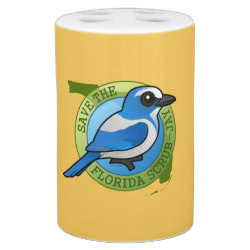 Save the Florida Scrub-Jay Toothbrush Holder and Soap Dispenser Set