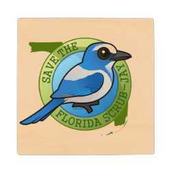 Save the Florida Scrub-Jay 4 Inch Wooden Coaster