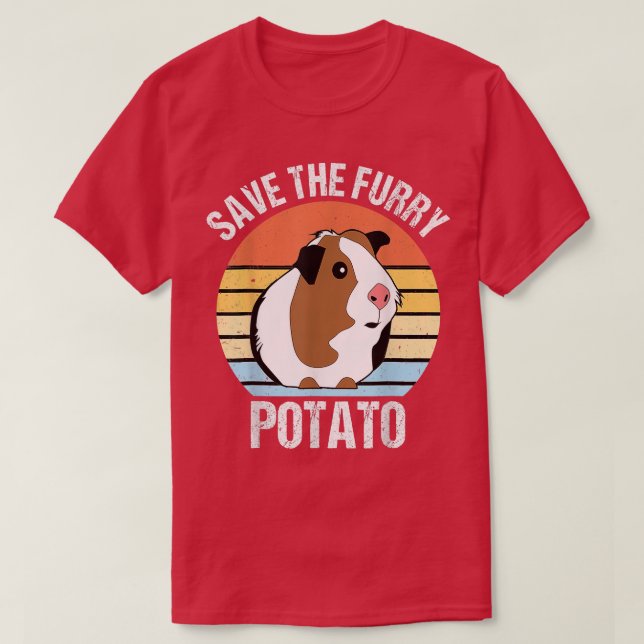 Save the fluffy potato Funny guinea pig  T-Shirt (Design Front)
