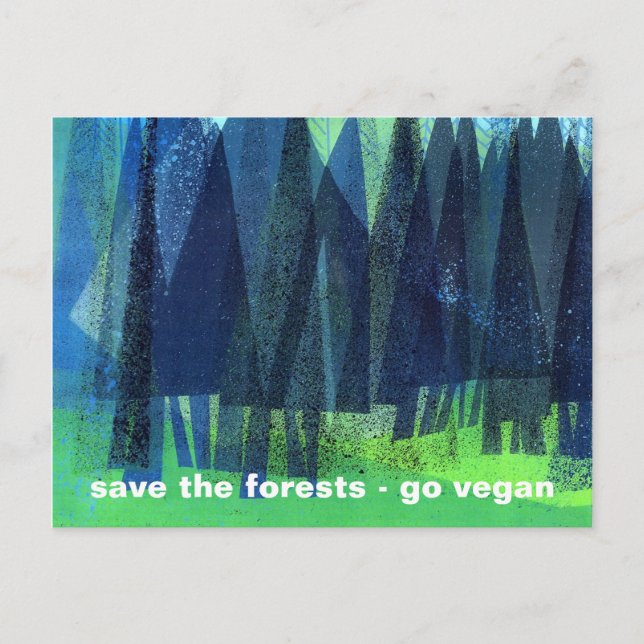 save the forests - go vegan postcard (Front)