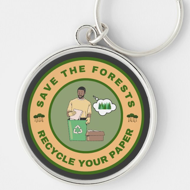 Save the forests recycle your paper keychain (Front)