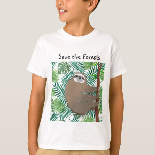 Save the Forests Sloth Climbing a Tree T-Shirt