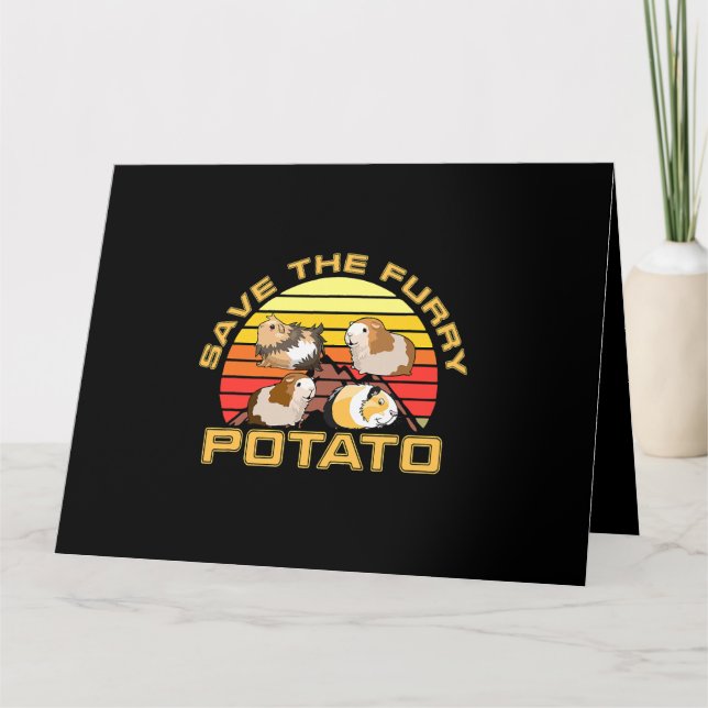 Save The Furry Potato Cute Guinea Pig Lover Funny  Card (Front)