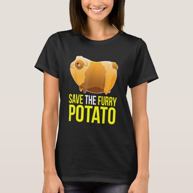 Save The Furry Potato Cute Guinea Pig Pet T-Shirt (Front)