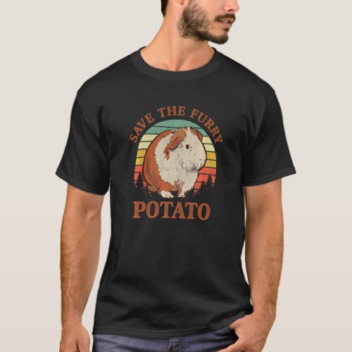 Save The Furry Potato Vintage Funny Guinea Pig Pre T_Shirt