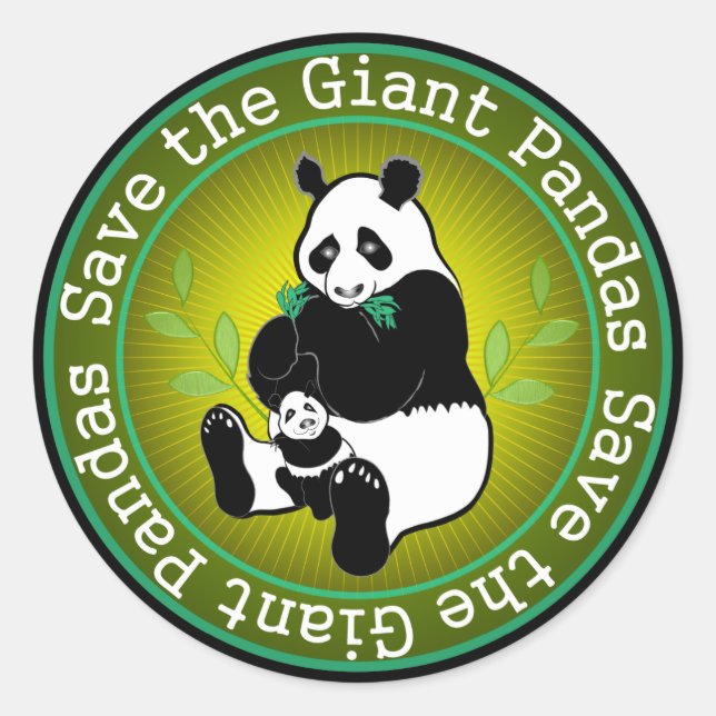 Save the Giant Pandas Classic Round Sticker (Front)
