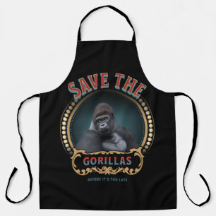 Save The Gorillas Endangered Species Apron