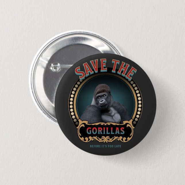 Save The Gorillas | Endangered Species Button (Front & Back)