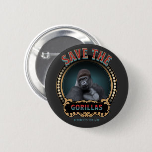 Save The Gorillas Endangered Species Button
