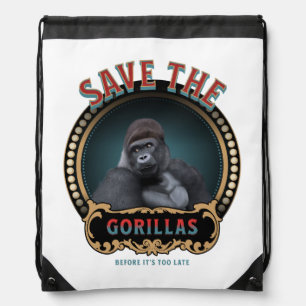 Save The Gorillas Endangered Species Drawstring Bag