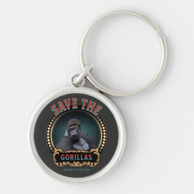 Save The Gorillas | Endangered Species Keychain (Front)