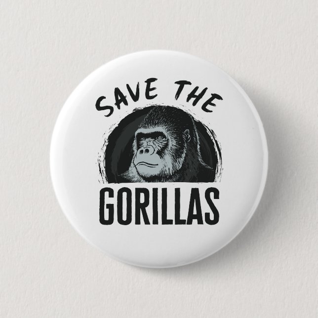 Save the Gorillas Gorilla Endangered Extinction Button (Front)