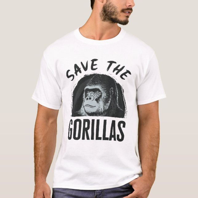 Save the Gorillas Gorilla Endangered Extinction T-Shirt (Front)