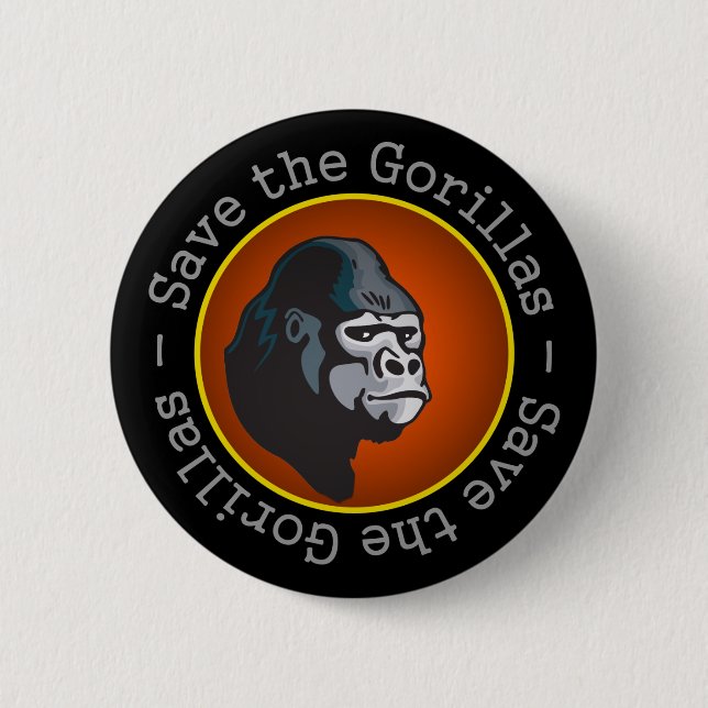Save the Gorillas Pinback Button (Front)