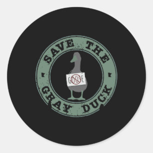 Save The Gray Duck Funny Animals Christmas Farm Lo Classic Round Sticker