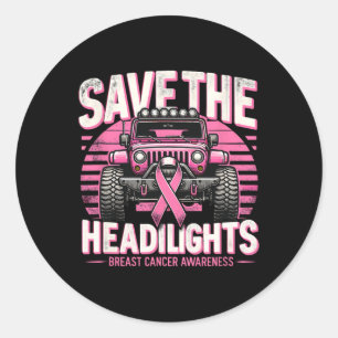 Save The Headlights Breast Cancer Awareness Classic Round Sticker