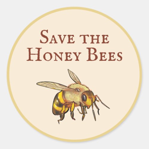 Save the Honey Bees Gold Classic Round Sticker