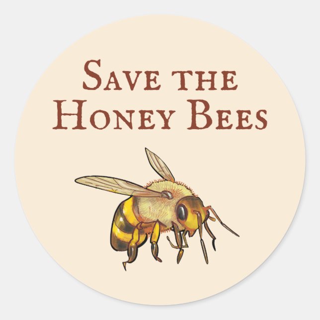 Save the Honey Bees Gold Classic Round Sticker (Front)