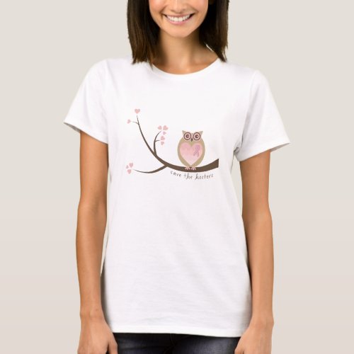 Save the Hooters Owl Pink Ribbon T_Shirt