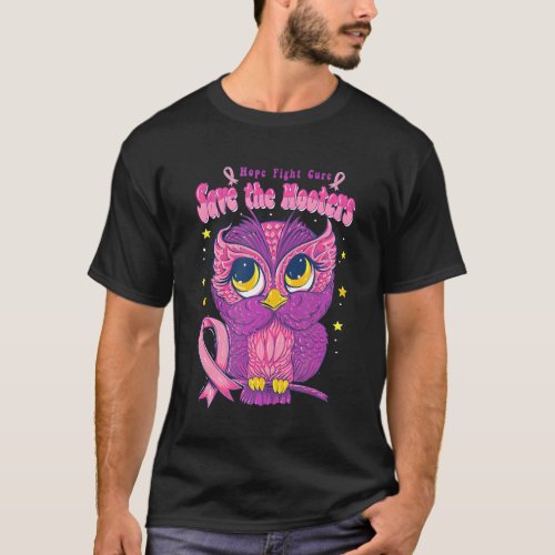 Save the Hooters Owls Pink Ribbon Breast Cancer T_Shirt