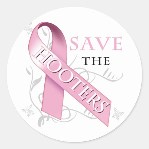 Save The Hooters ribbonpng Classic Round Sticker