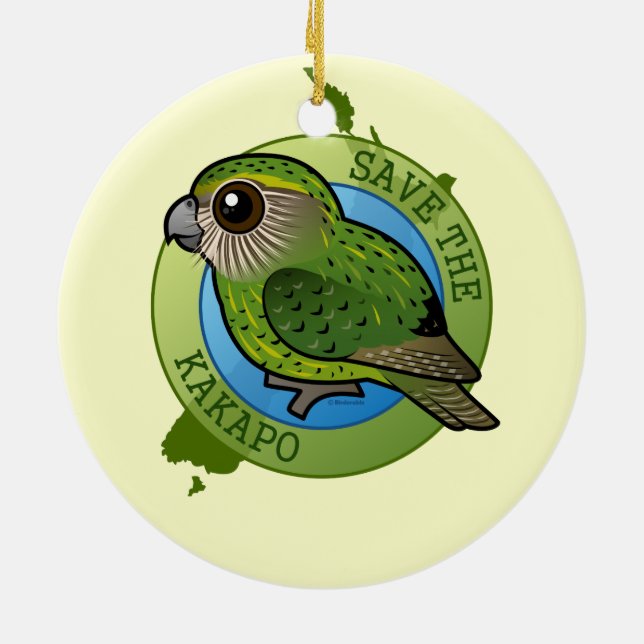Save the Kakapo Ceramic Ornament (Back)
