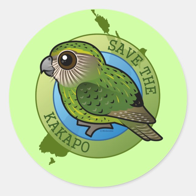 Save the Kakapo Classic Round Sticker (Front)