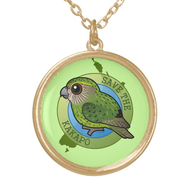 Save the Kakapo Gold Plated Necklace (Front)