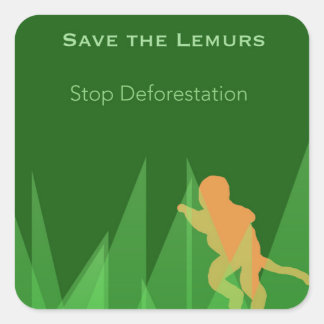 Save the Lemurs Square Sticker
