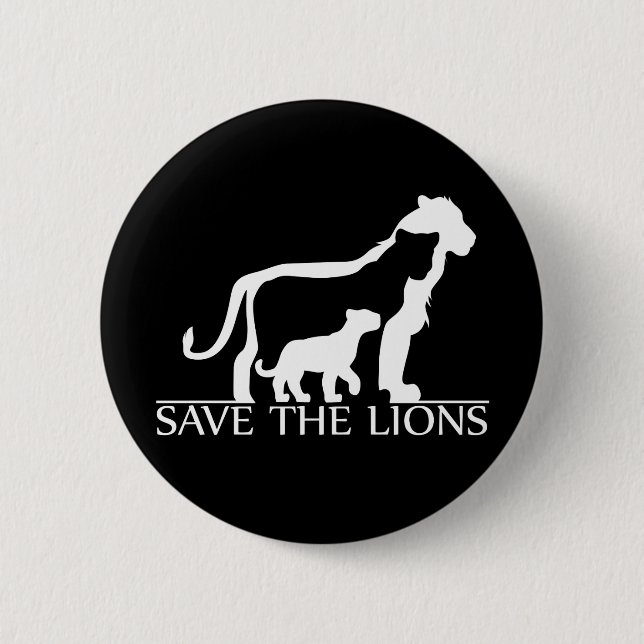 Save the Lions (White) Button (Front)