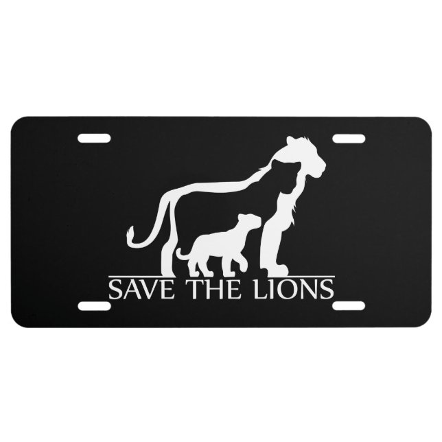 Save the Lions (White) License Plate (Front)