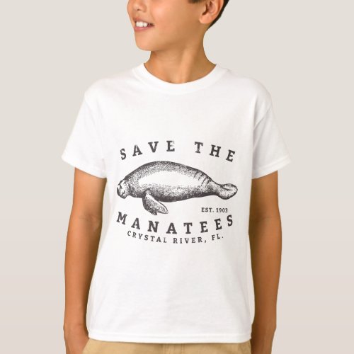 Save The Manatee Crystal River FL Vinatage Sea Cow T_Shirt