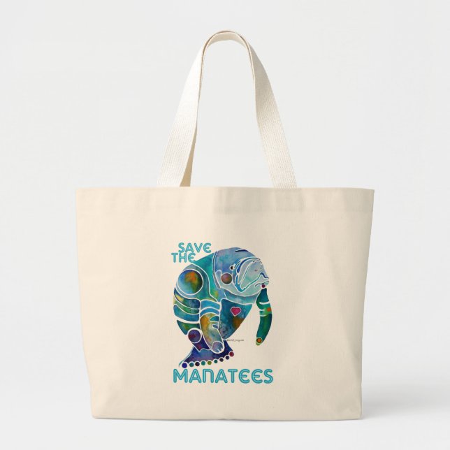 Save The Manatee Large Tote Bag (Front)