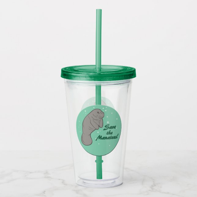 Save the Manatees! Acrylic Tumbler (Front)