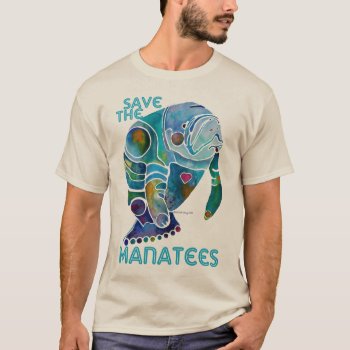 Save The Manatees Blue T-shirt by Whimzicals at Zazzle