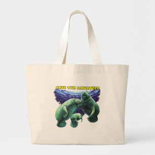 Save the Manatees Large Tote Bag
