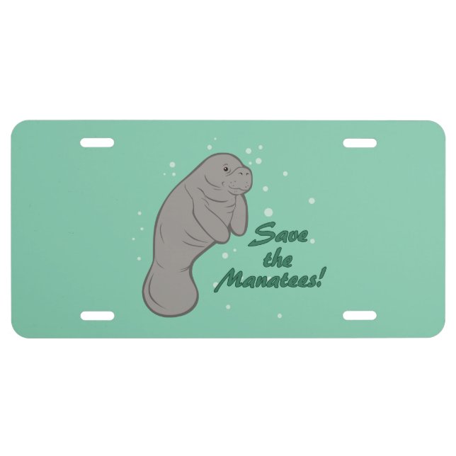 Save The Manatees! License Plate (Front)