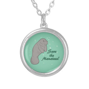 Save the Manatees! Silver Plated Necklace