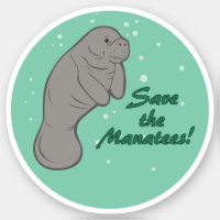 Ocean Animals Stickers, Manatee Sticker