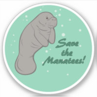 Ocean Animals Stickers, Manatee Sticker