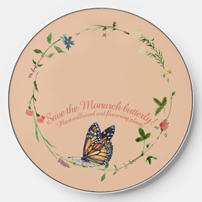 Save the Monarch Butterfly Wireless Charger (Front)