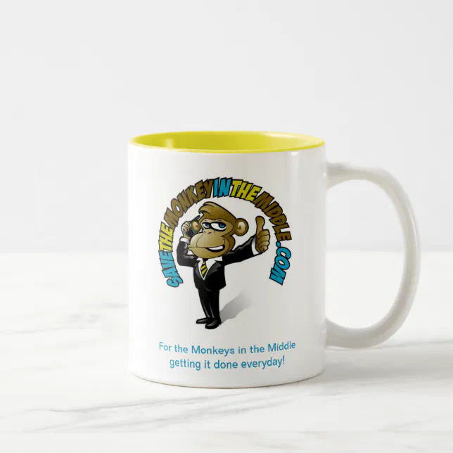 Save the Monkey in the Middle Yellow Mug | Zazzle