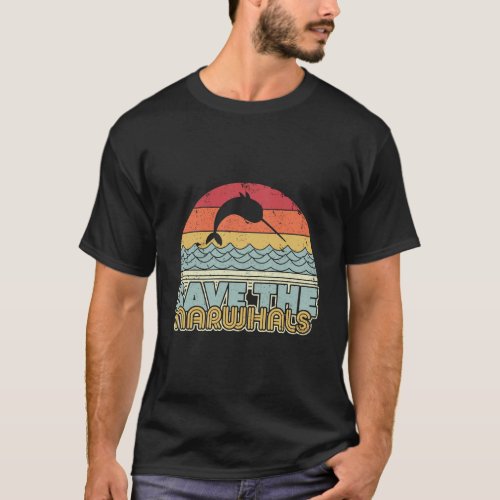 Save The Narwhals Retro Narwhal T_Shirt